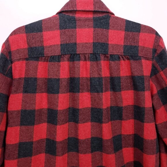Madewell Flannel Shirt Button Up Red Buffalo Plaid Long Sleeve Size Small Boxy - Picture 4 of 13